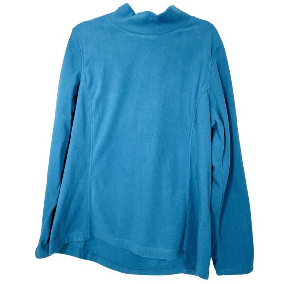 Lands' End, Size XL Tall, Cyan Blue Fleece Pullover, Mock Neck, Cozy, EUC - Picture 1 of 7